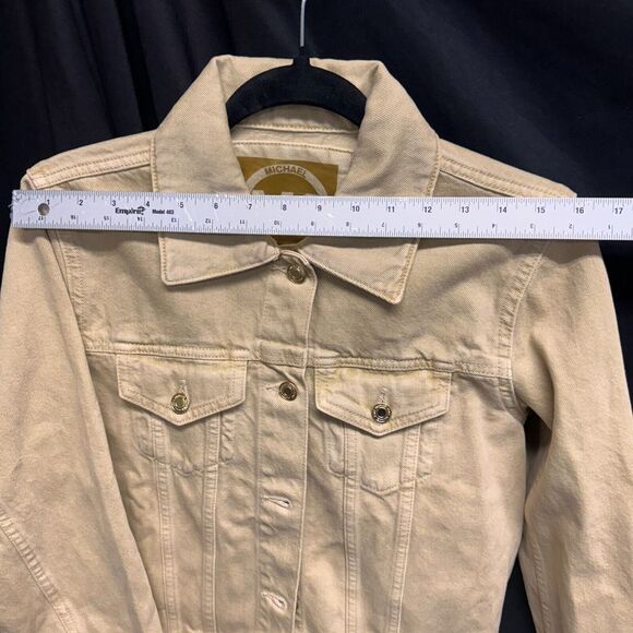 Michael Michael Kors Women's Khaki Denim Trucker Jacket Size Medium New Tags - Picture 3 of 14